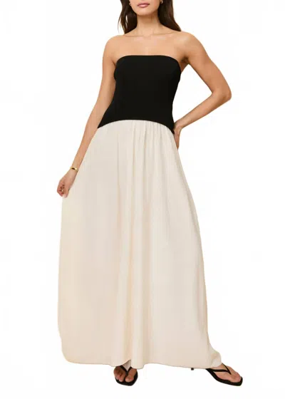 SOLID & STRIPED THE STRAPLESS SOGLIO MAXI DRESS IN BLACK/ WHITE