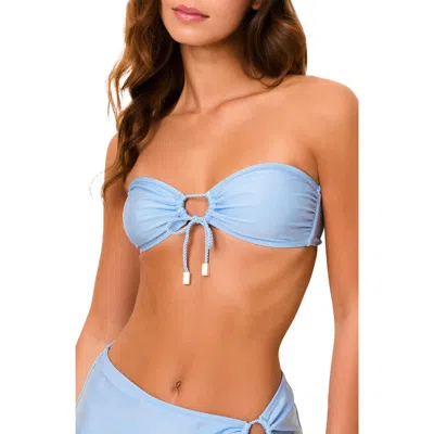 Solid & Striped The Tati Tie Front Keyhole Bandeau Bikini Top In Blue