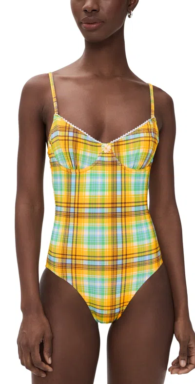 Solid & Striped The Taylor One Piece Swimsuit Multi Plaid