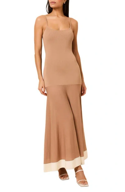 Solid & Striped The Tess Contrast Border Sweater Dress In Brown