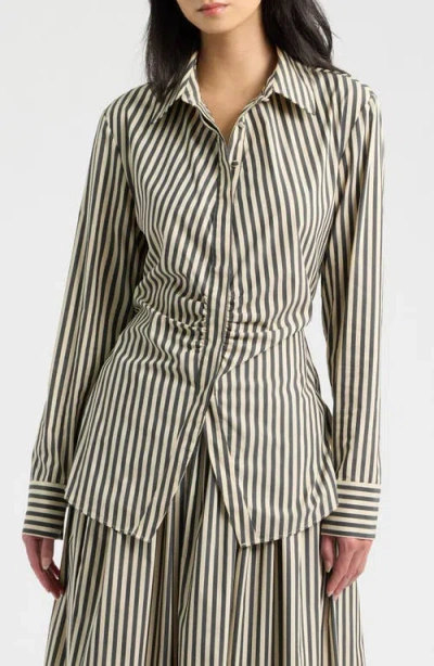 Solid & Striped The Tinsley Striped Button-up Shirt In Brown