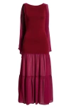 Solid & Striped The Verity Drape Midi Dress In Red