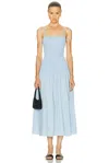 Solid & Striped The Vida Smocked Sleeveless Maxi Dress In Blue