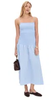 Solid & Striped The Vida Smocked Sleeveless Maxi Dress In Blue
