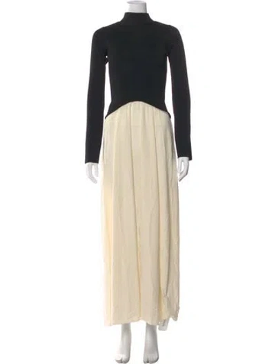 Pre-owned Solid & Striped Turtleneck Long Dress In Black