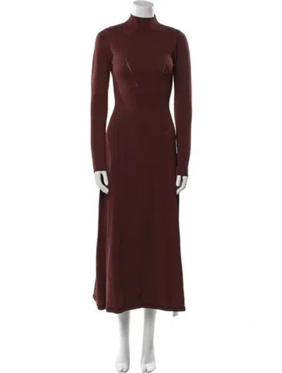 Pre-owned Solid & Striped Turtleneck Long Dress In Brown