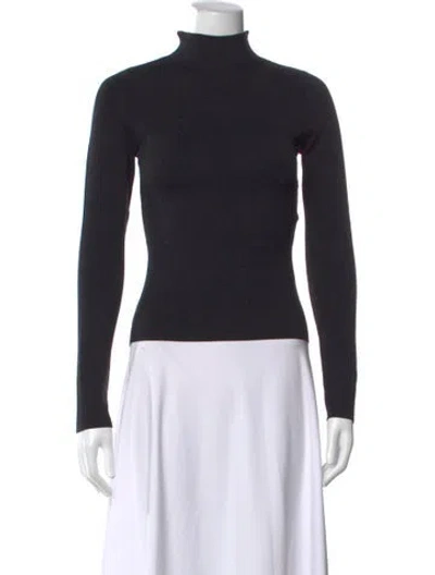 Pre-owned Solid & Striped Turtleneck Long Sleeve Top In Black