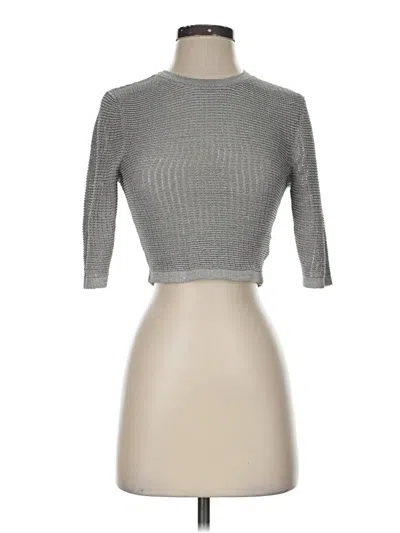Pre-owned Solid & Striped Turtleneck Sweater In Gray