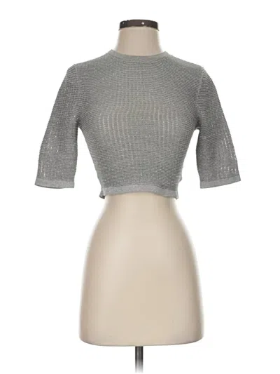 Pre-owned Solid & Striped Turtleneck Sweater In Gray