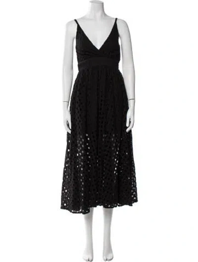 Pre-owned Solid & Striped V-neck Long Dress In Black