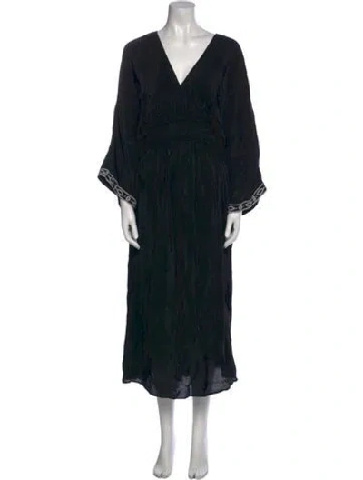 Pre-owned Solid & Striped V-neck Long Dress In Black