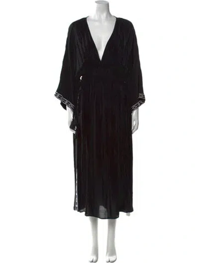 Pre-owned Solid & Striped V-neck Long Dress In Black