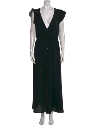 Pre-owned Solid & Striped V-neck Long Dress In Black