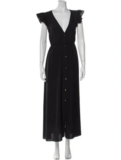 Pre-owned Solid & Striped V-neck Long Dress In Black