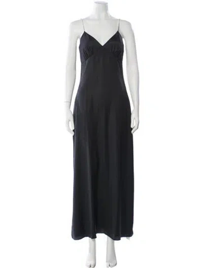 Pre-owned Solid & Striped V-neck Long Dress In Black