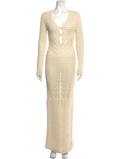 Pre-owned Solid & Striped V-neck Long Dress In Neutrals