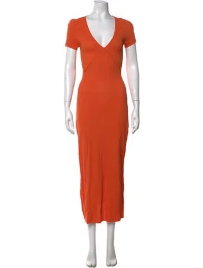 Pre-owned Solid & Striped V-neck Long Dress In Orange