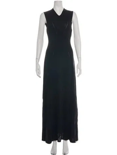 Pre-owned Solid & Striped V-neck Long Dress W/ Tags In Black