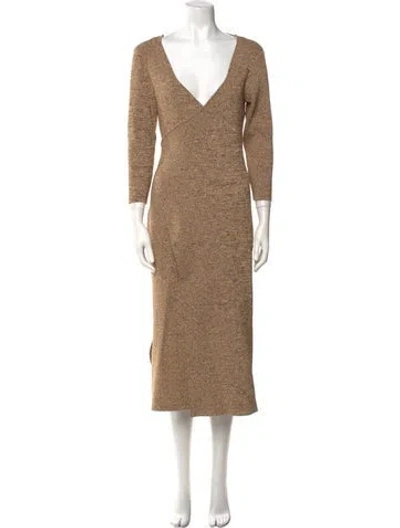 Pre-owned Solid & Striped V-neck Long Dress W/ Tags In Neutral