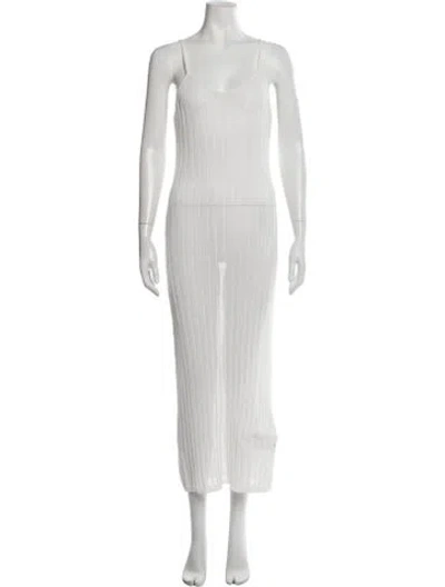 Pre-owned Solid & Striped V-neck Long Dress W/ Tags In White