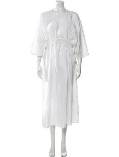 Pre-owned Solid & Striped V-neck Long Dress In White