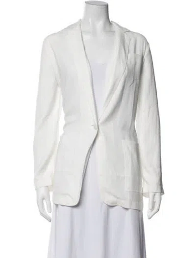 Pre-owned Solid & Striped V-neck Long Sleeve Top In White