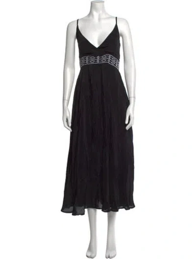 Pre-owned Solid & Striped V-neck Midi Length Dress In Black