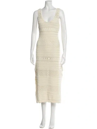 Pre-owned Solid & Striped V-neck Midi Length Dress W/ Tags In Neutral