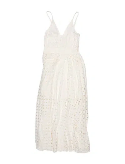 Pre-owned Solid & Striped V-neck Midi Length Dress W/ Tags In White