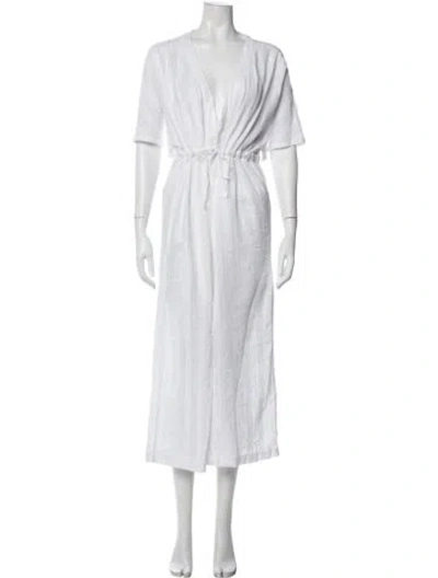 Pre-owned Solid & Striped V-neck Midi Length Dress In White