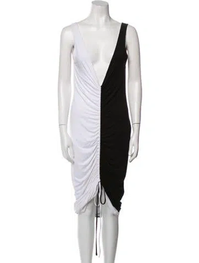 Pre-owned Solid & Striped V-neck Mini Dress In Black