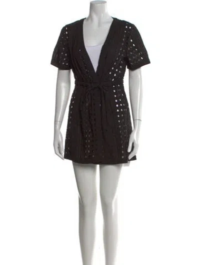 Pre-owned Solid & Striped V-neck Mini Dress In Black