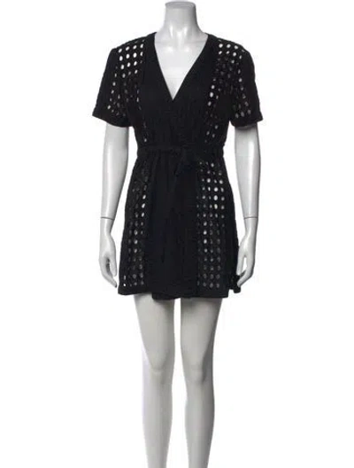 Pre-owned Solid & Striped V-neck Mini Dress In Black