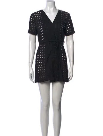 Pre-owned Solid & Striped V-neck Mini Dress In Black