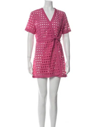 Pre-owned Solid & Striped V-neck Mini Dress In Pink
