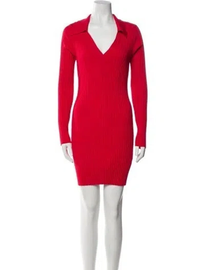 Pre-owned Solid & Striped V-neck Mini Dress In Red