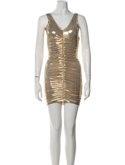 Pre-owned Solid & Striped V-neck Mini Dress W/ Tags In Multi