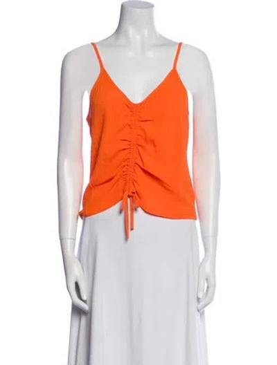 Pre-owned Solid & Striped V-neck Sleeveless Crop Top In Orange