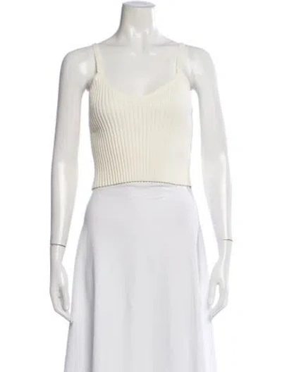 Pre-owned Solid & Striped V-neck Sleeveless Crop Top W/ Tags In Neutrals