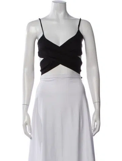 Pre-owned Solid & Striped V-neck Sleeveless Crop Top In White