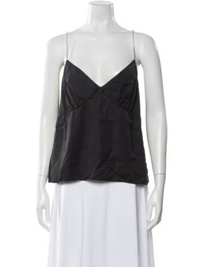 Pre-owned Solid & Striped V-neck Sleeveless Top In Black