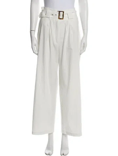 Pre-owned Solid & Striped Wide Leg Pants In White