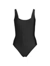 Solid & Striped Hailey One Piece Swimsuit In Cloud Terry Noir In Black