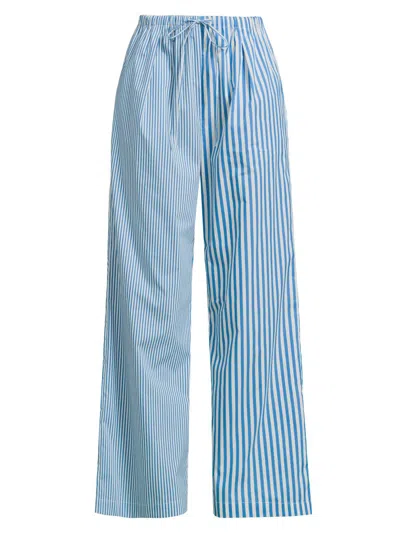 Solid & Striped Women's Ashling Striped Poplin Pants In Blue