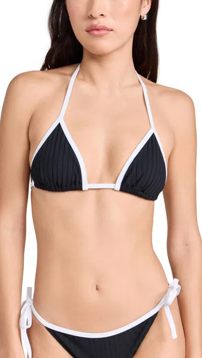 SOLID & STRIPED WOMEN'S IRIS TRIANGLE BIKINI TOP IN BLACK/WHITE