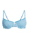 Solid & Striped The Daphne Bikini Top In Cosmic Blue Gingham In Blue