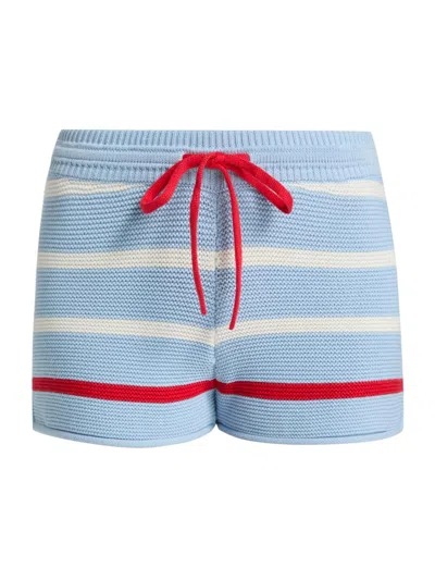 Solid & Striped Women's The Hudson Stripe Knit Shorts In Blue