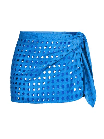 Solid & Striped Women's The Mini Eyelet Cotton Pareo In Blue