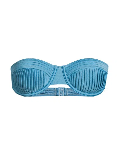 Solid & Striped Women's The Solene Pintucked Bikini Top In Blue