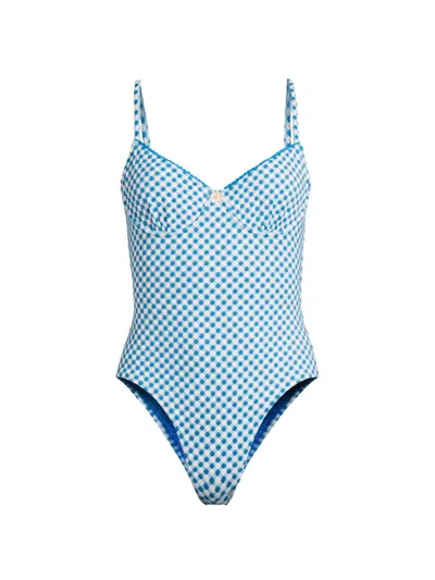Solid & Striped Women's The Taylor Gingham One-piece Swimsuit In Blue